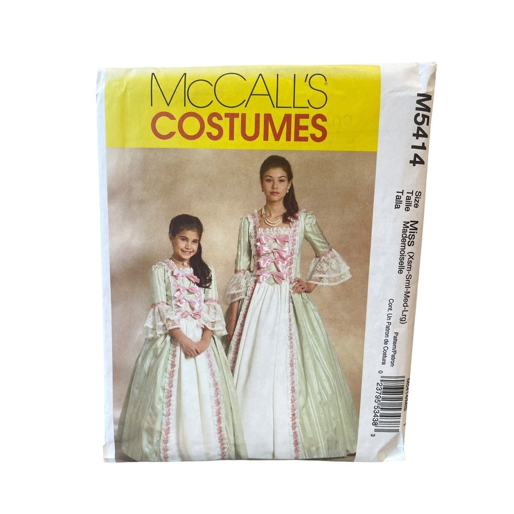 McCall's M5414 Sewing Pattern Misses XS-LG Girls 7-14 Green Historical Costume